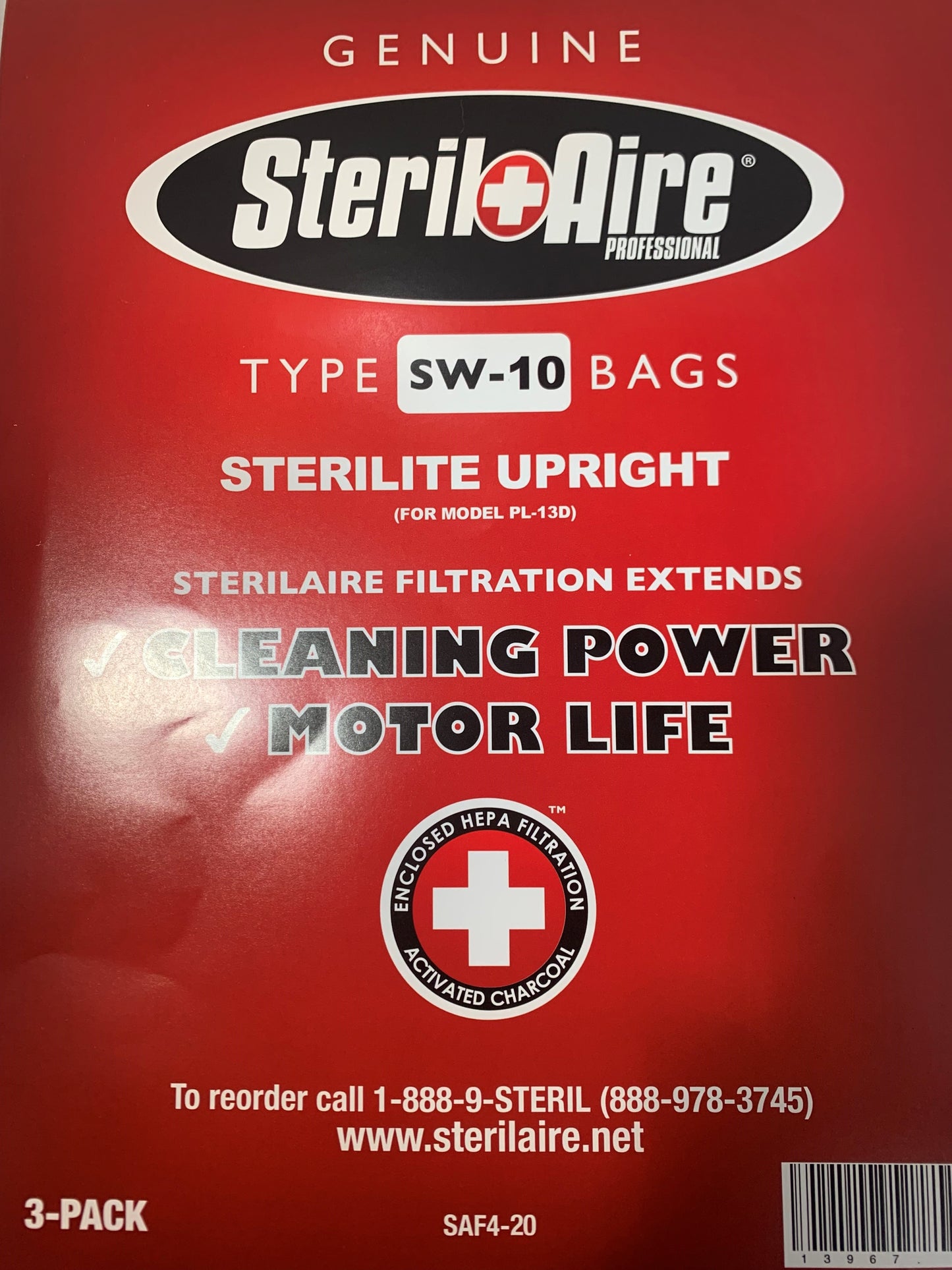 Sterilaire Hepa SW-10 Upright Vacuum Bags - 3PK